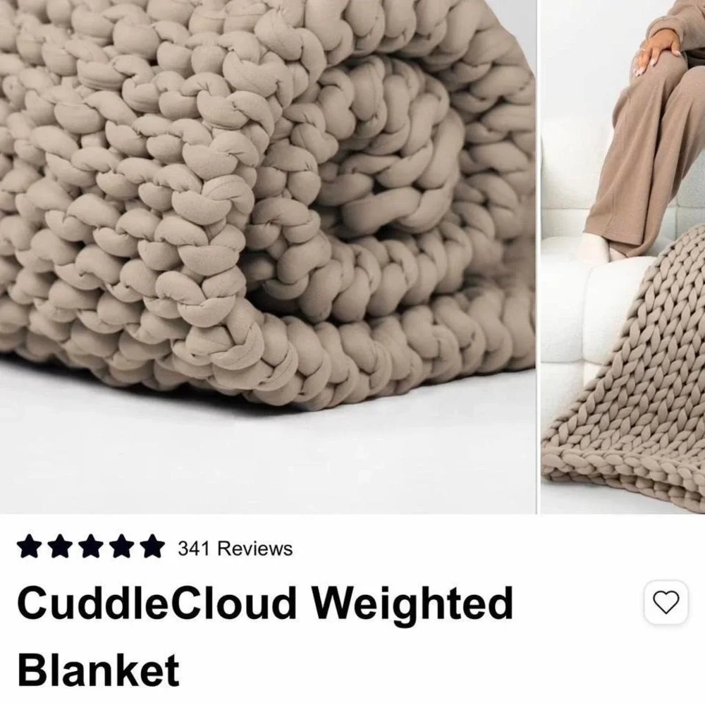 Comfrt 20lb weighted Driftwood‎ Chunky knit blanket NEW